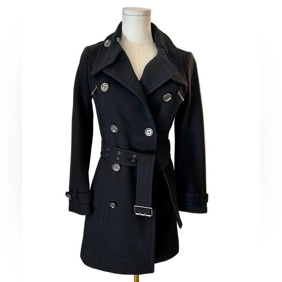 Burberry Brit black wool & cashmere belted coat, size 2 - Picture 3 of 5
